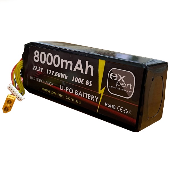 Акумулятор для FPV дронів - АКБ 8000 mAh 6S 22.2V 100C 2C 177,60WH UITRA-HIGH-POWER BATTERY SOFT CASE, BLACK